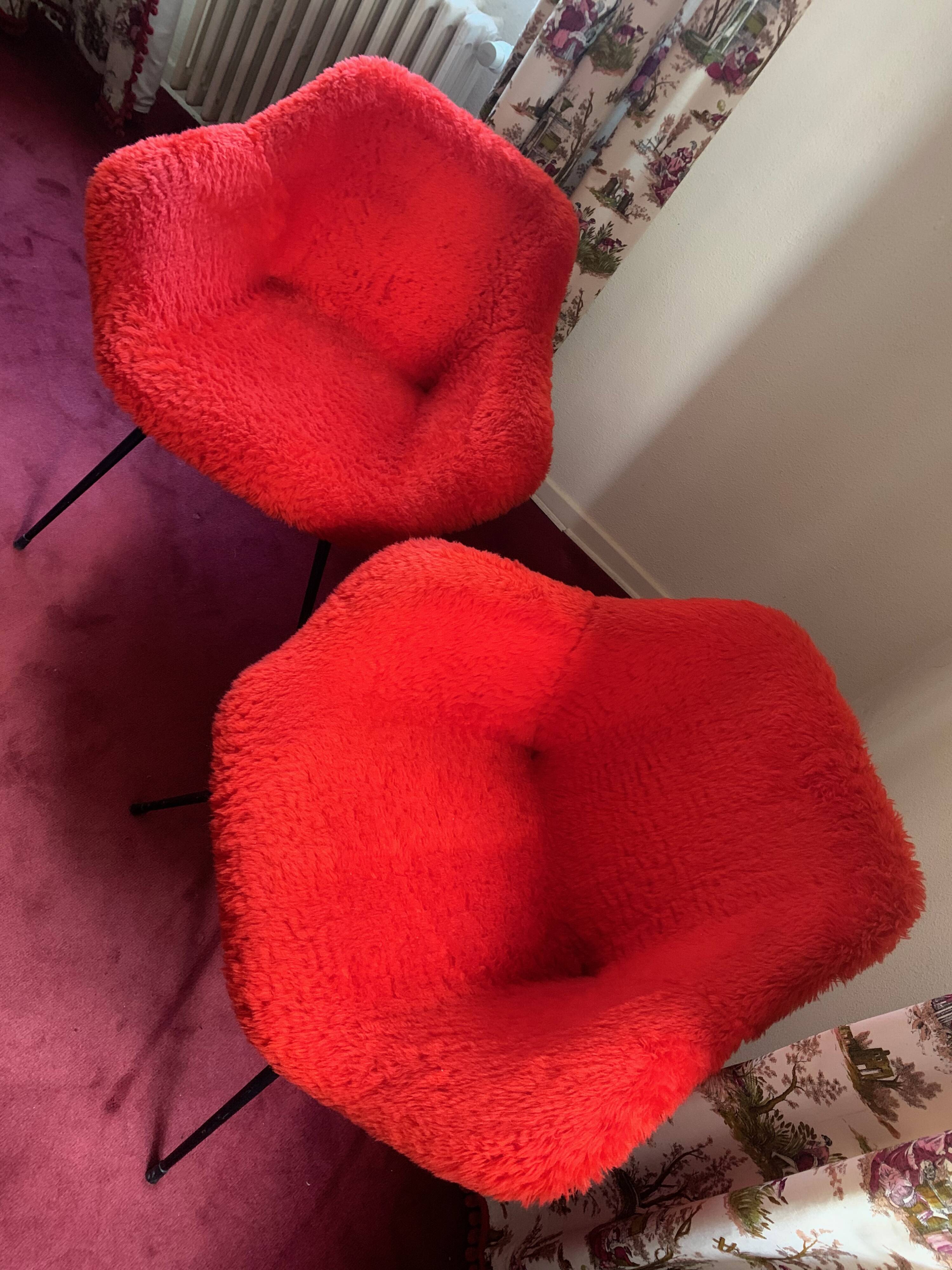 pair of Moumoute armchairs from the 50s