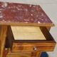 Antique Louis XVI style bedside table in walnut, with a marble top.