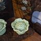 Vintage cabbage barbotine salt and pepper shaker duo