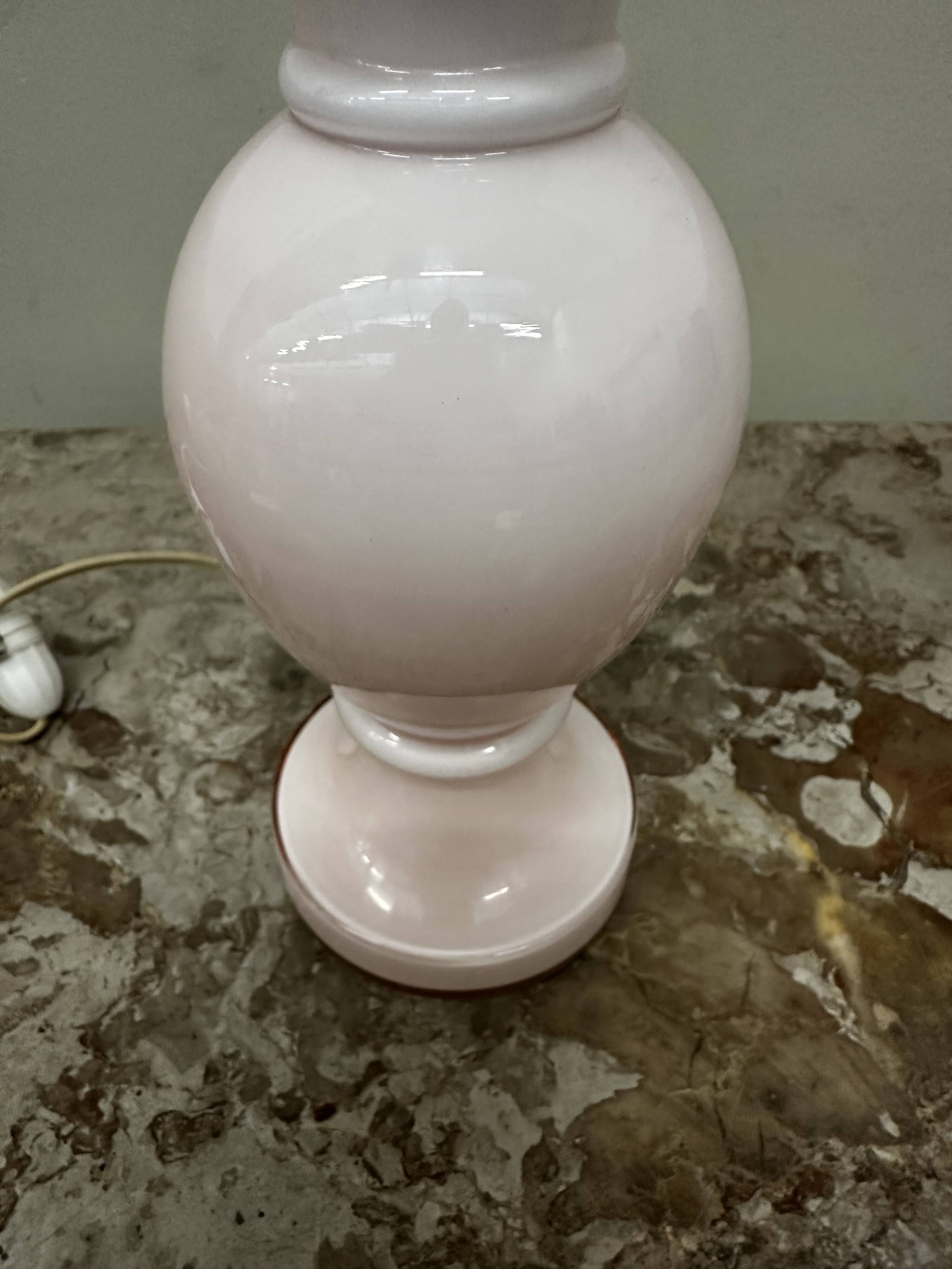 Vintage 70´s Lamp Base in Pink Opaline - H 28 cm - Italy