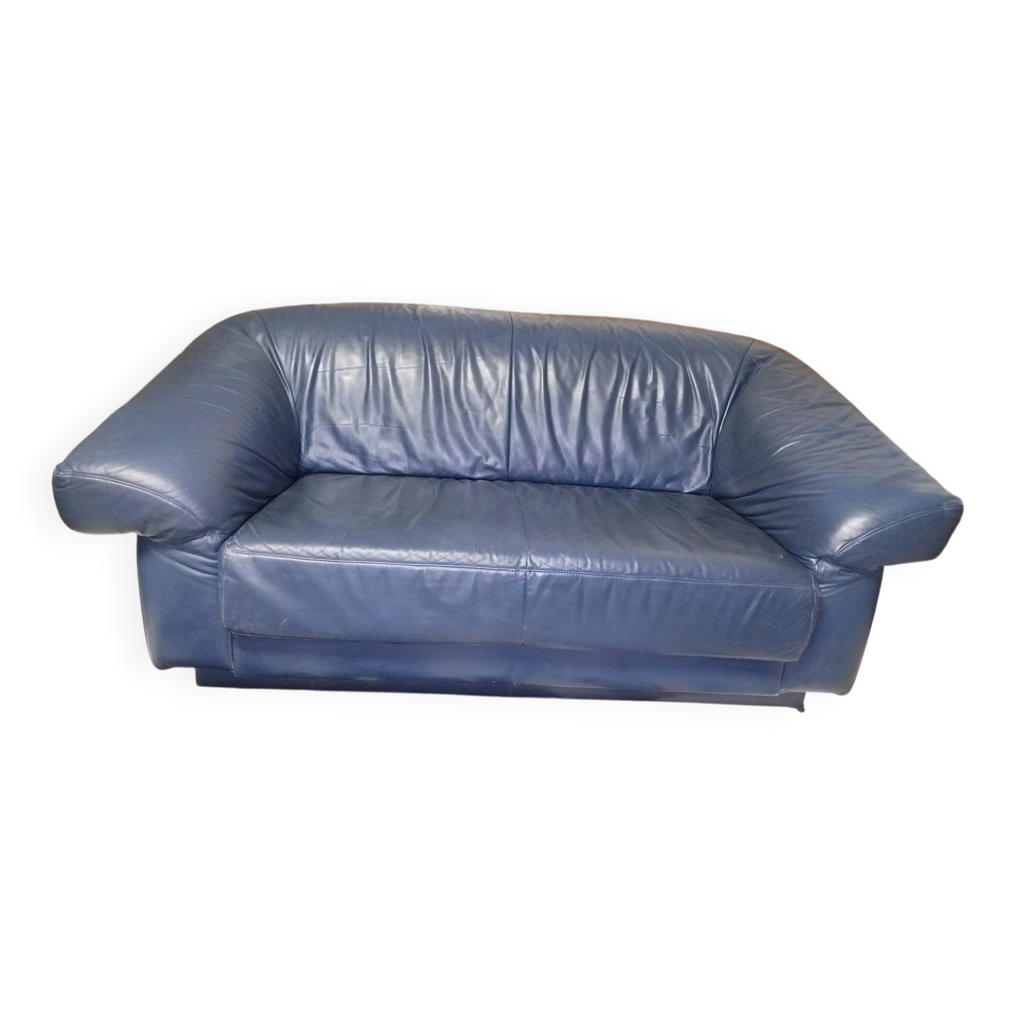 Blue leather sofa