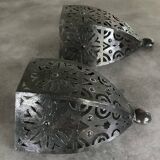 Pair of Wall Sconces in Iron with Cut-Out Patterns