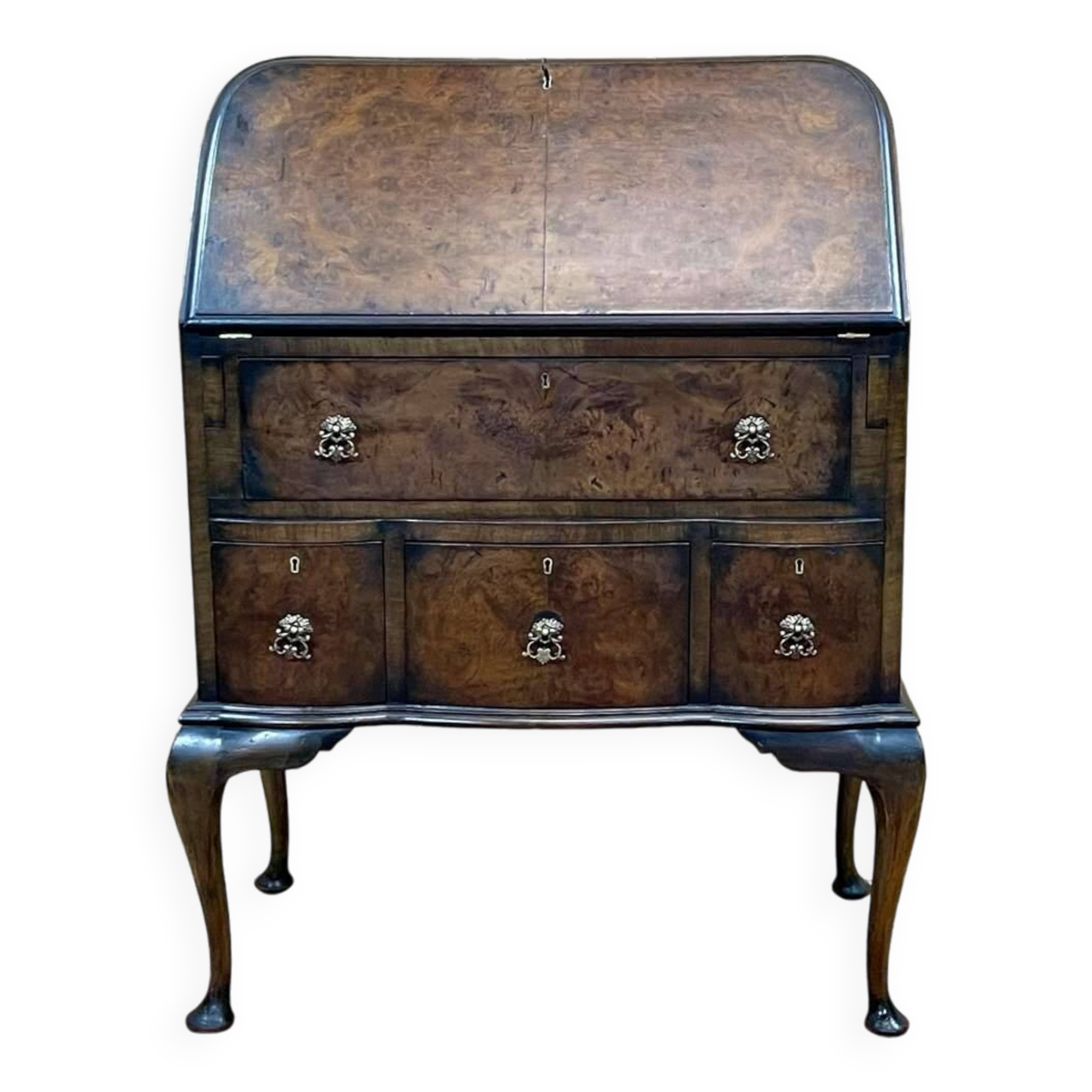 1930s English walnut back desk