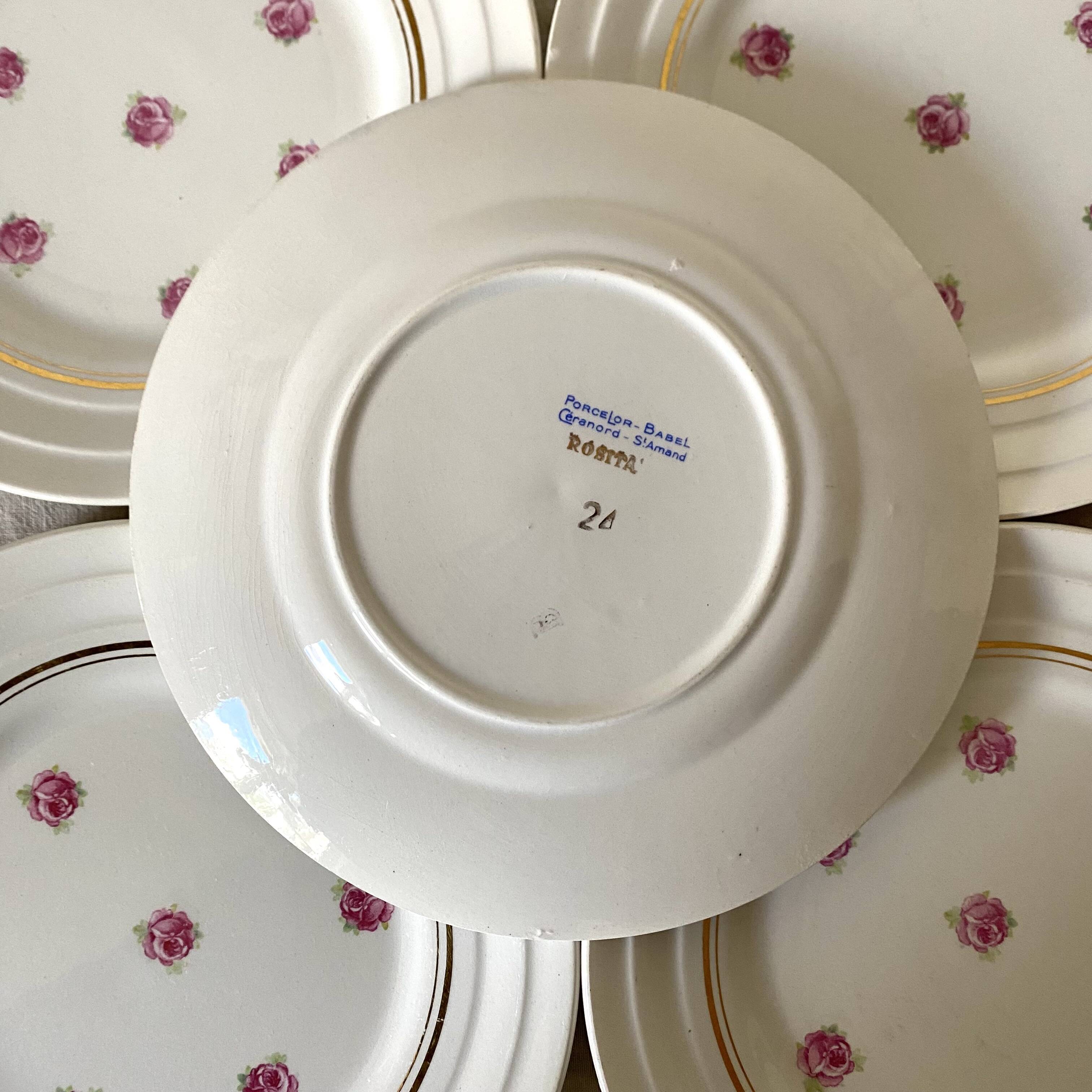 St Amand dessert plates, Roses