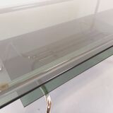 Vintage Italian rectangular coffee table with 2 smoked glass tops