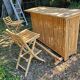Bamboo bar and 2 vintage stools