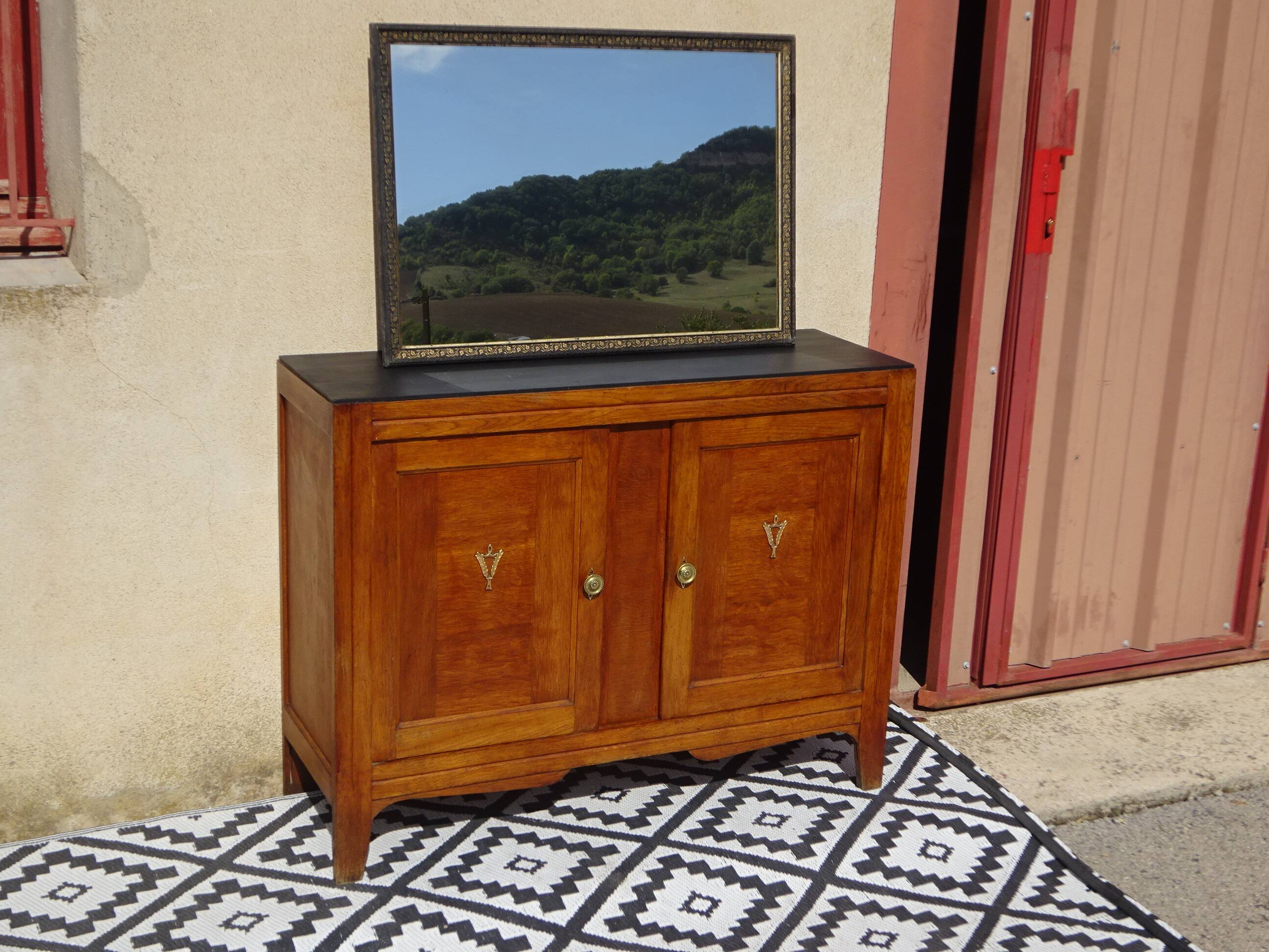 Black and gold mirror, vine leaves 63x88cm