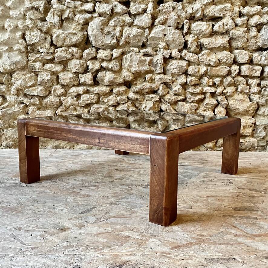 Table basse bois et verre