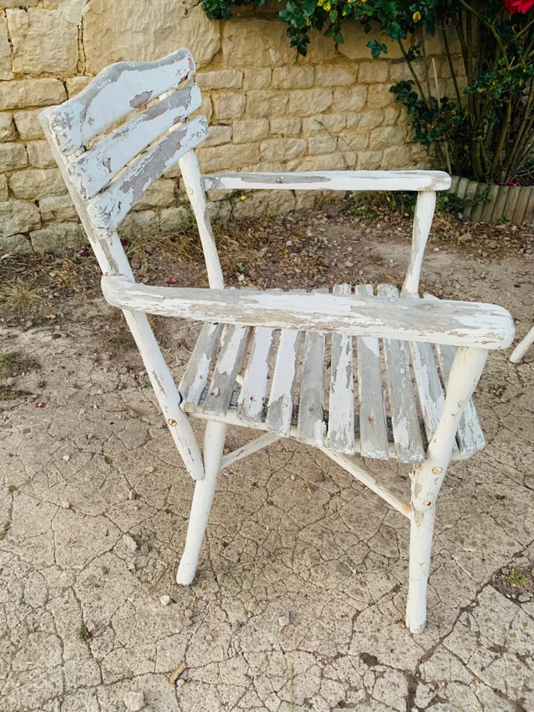 Set of garden seats: 4 armchairs and 1 chair - wooden
