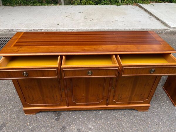 Grande bibliothèque anglaise en bois massif XIXème 162cm