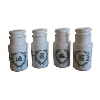 Lot of 4 opal glass apothecary jars