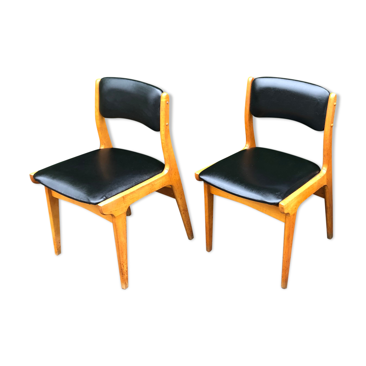Scandinavian skay chairs and vintage blond wood 60s