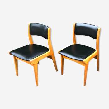 Scandinavian skay chairs and vintage blond wood 60s