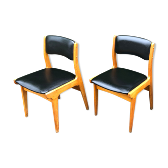 Scandinavian skay chairs and vintage blond wood 60s