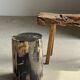 Black petrified wood side table with beige side H35 D24 - 3352