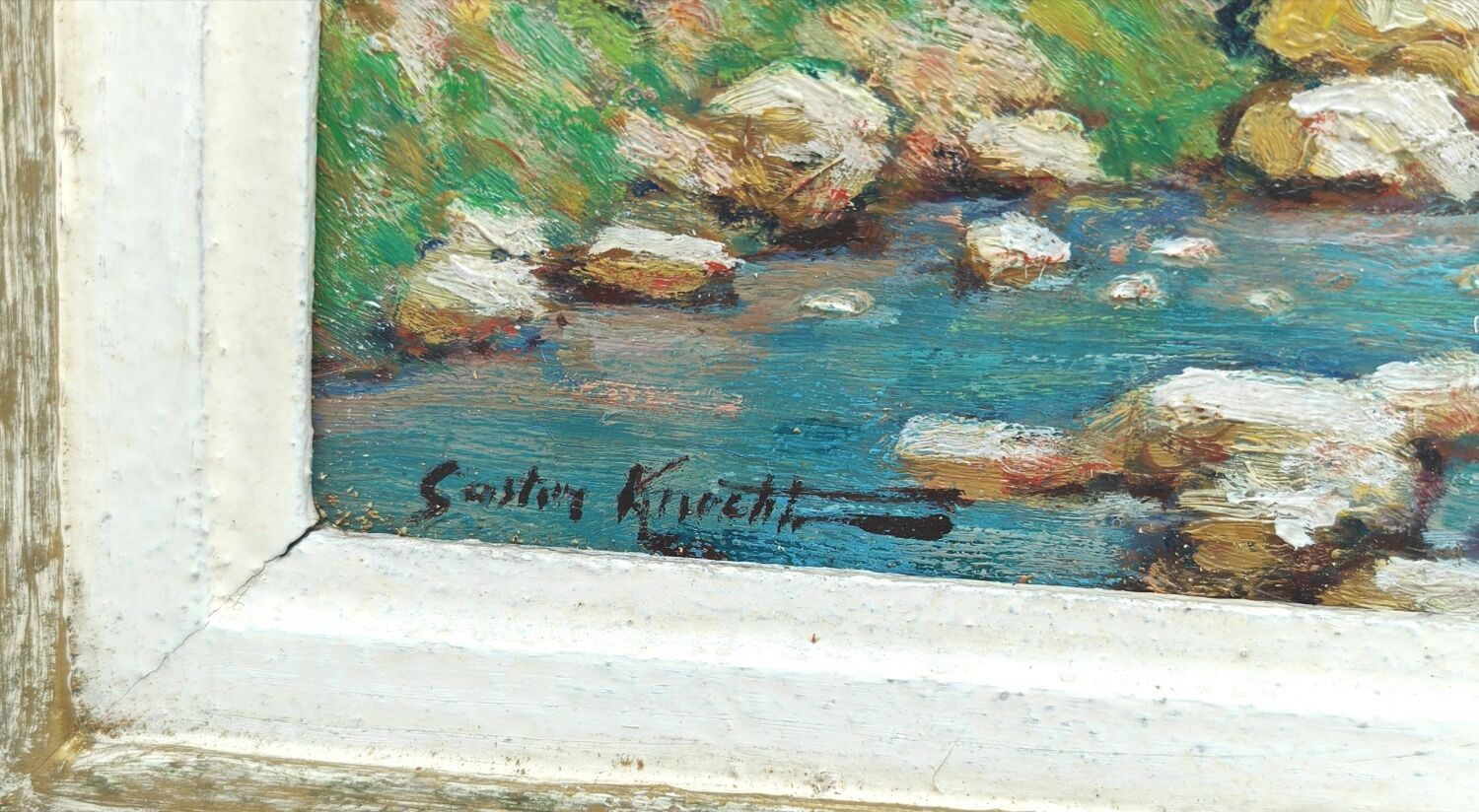 The washerwomen oil on hardboard by Gaston Knecht 1875-1968