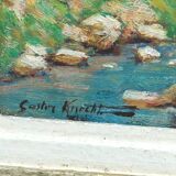 The washerwomen oil on hardboard by Gaston Knecht 1875-1968