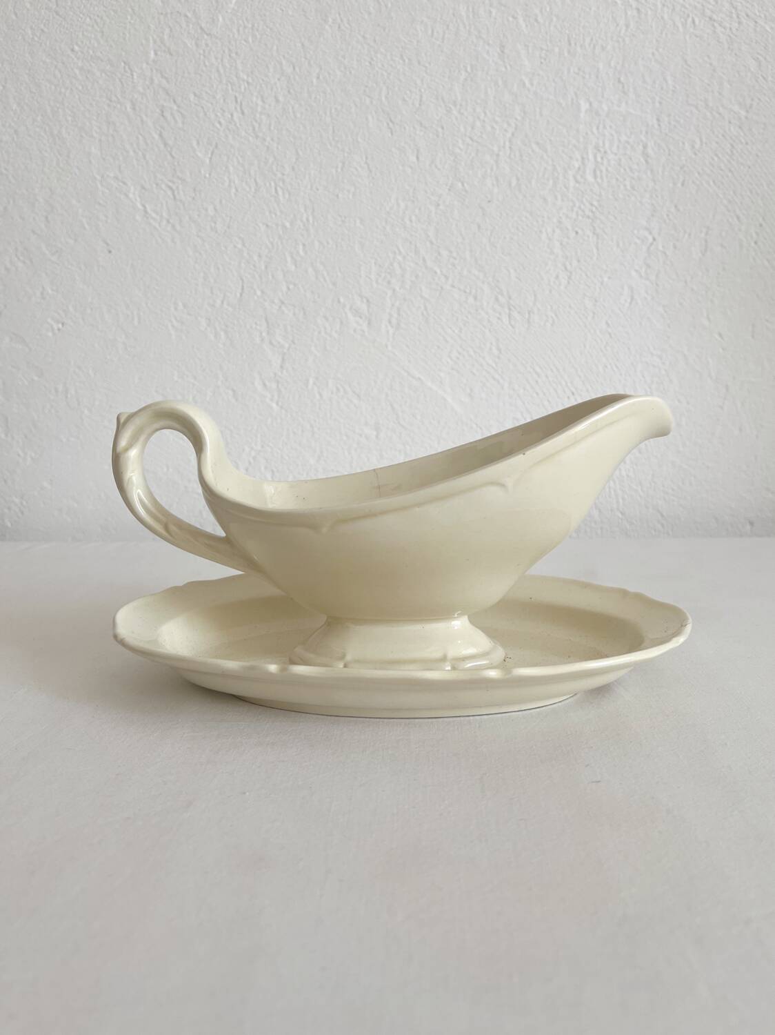 Antique ironstone gravy boat, Montereau earthenware