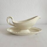 Old sauce boat in Montereau earthenware ironstone