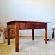 Old farmhouse coffee table in walnut with drawer - L82cm