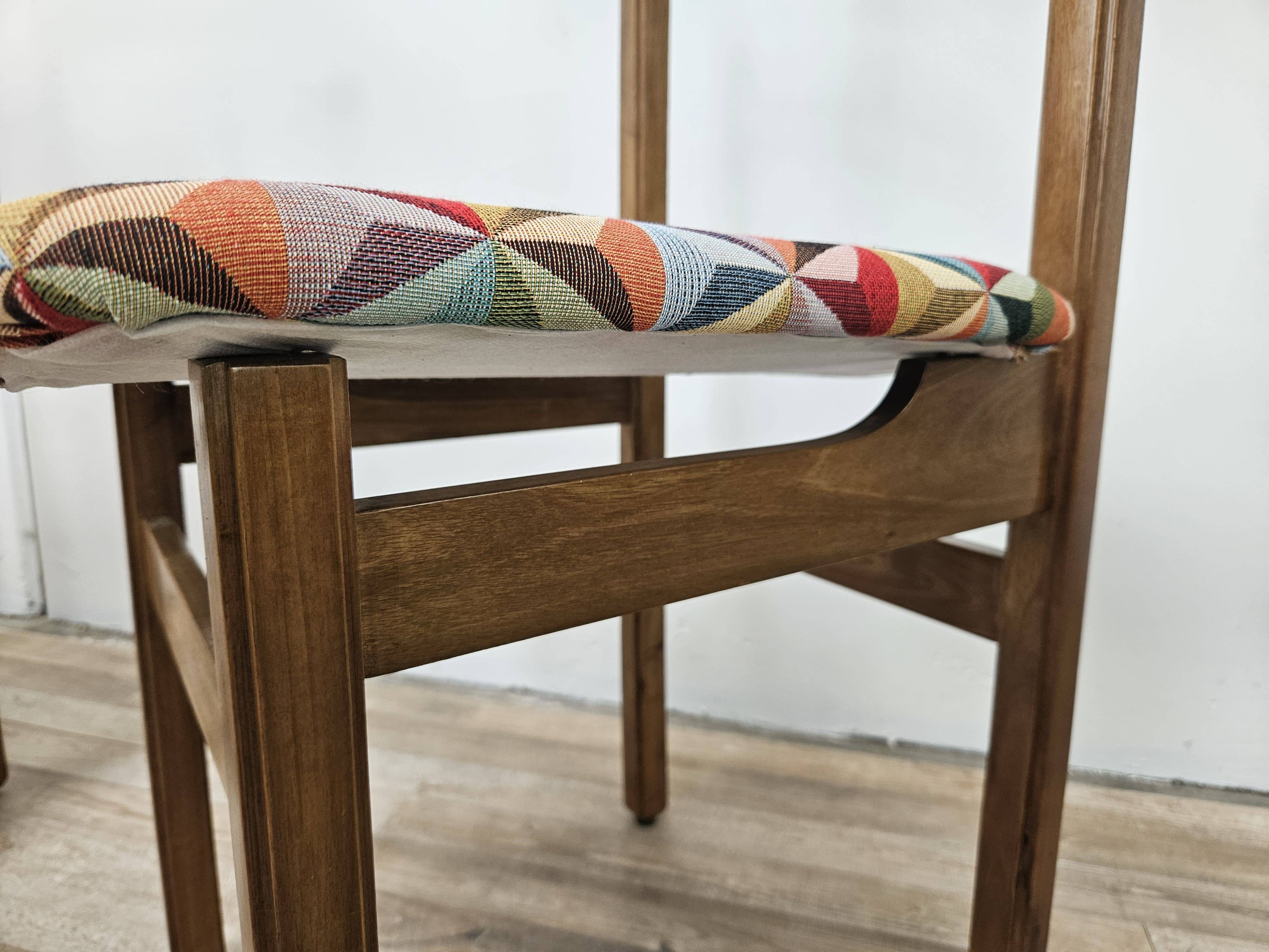 Chaises de salle à manger en hêtre des années 1950 avec assise géométrique