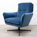 Fauteuil pivotant SITS Amy en tissu bleu