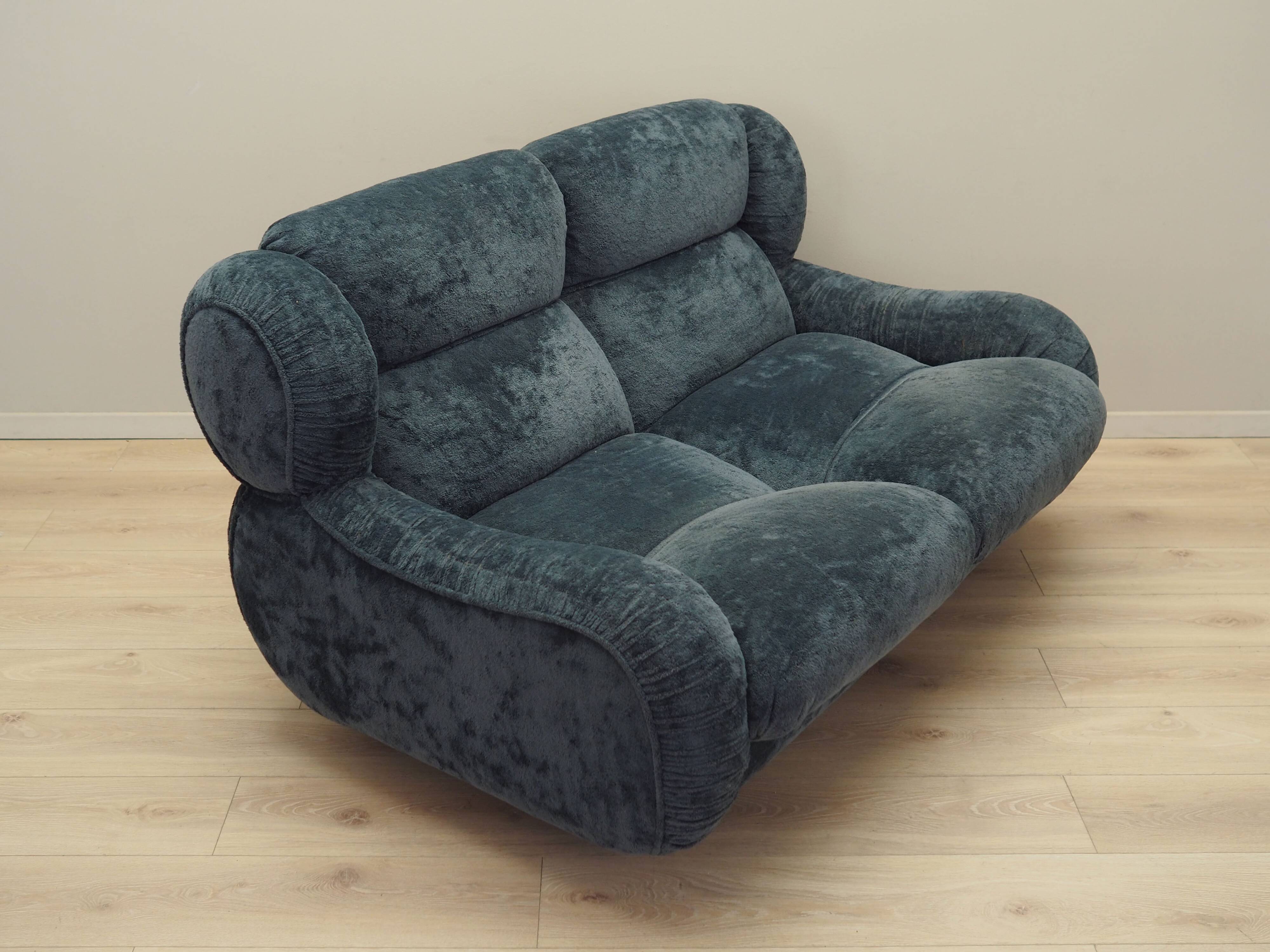 Navy blue velour sofa, Italian design, 1970s, production: Italy