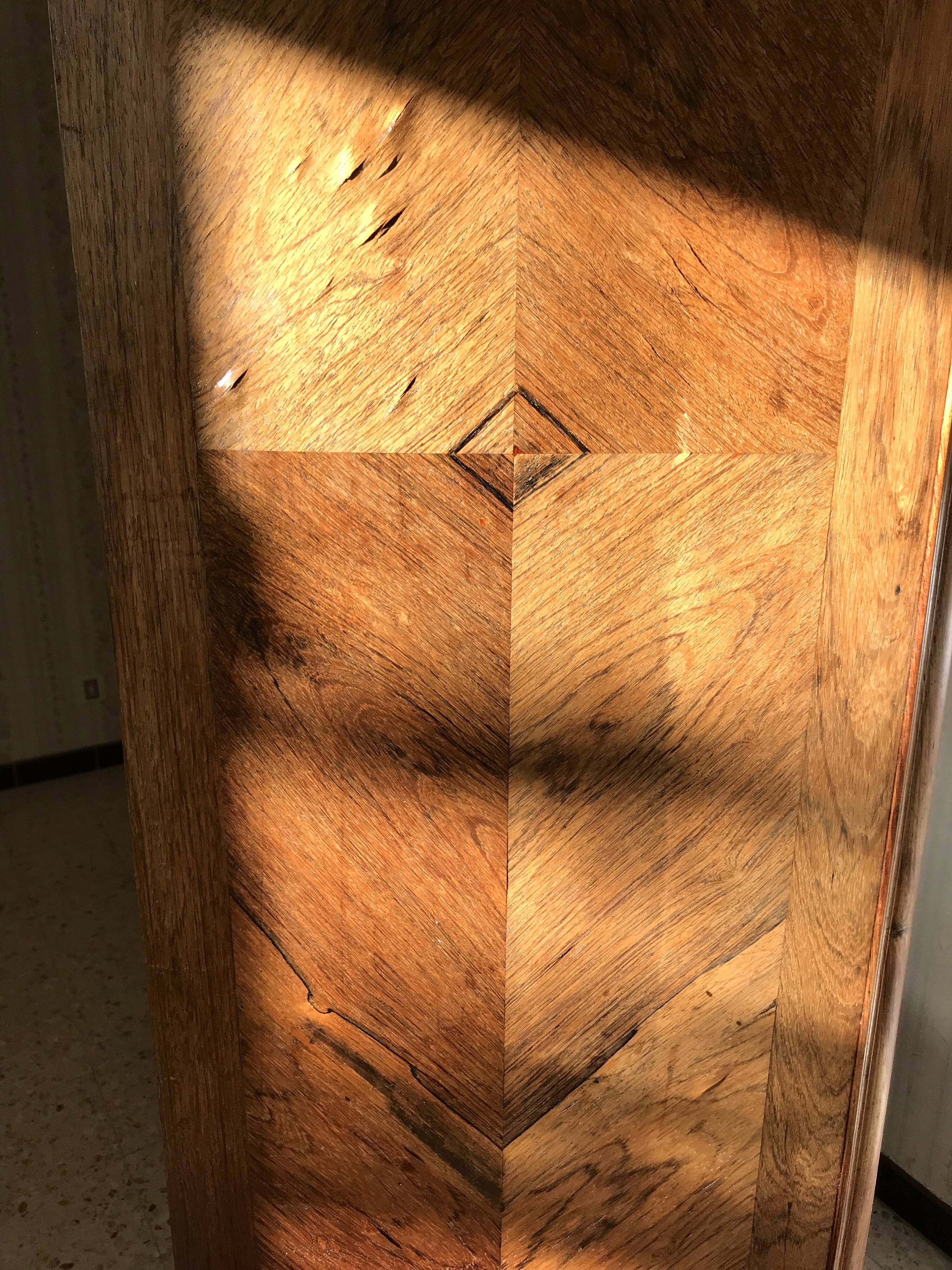 Bonnetière antique wardrobe with beveled ice interior elm magnifying glass style rocaille louis xv