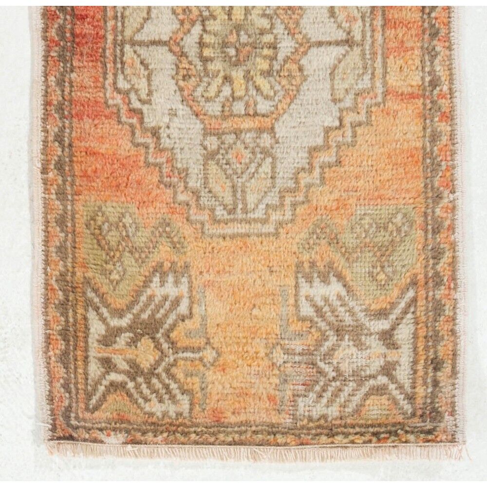 Hand-knotted Small Rug. Vintage Door Mat. Turkish Wool Seat Cover. Entryway Mat. Kitchen Rug