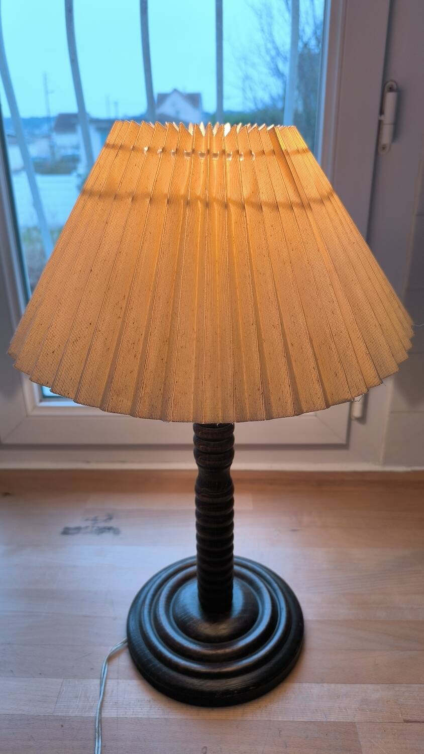 1950s turned wooden lamp