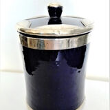 Klein blue terracotta pot set with silver metal