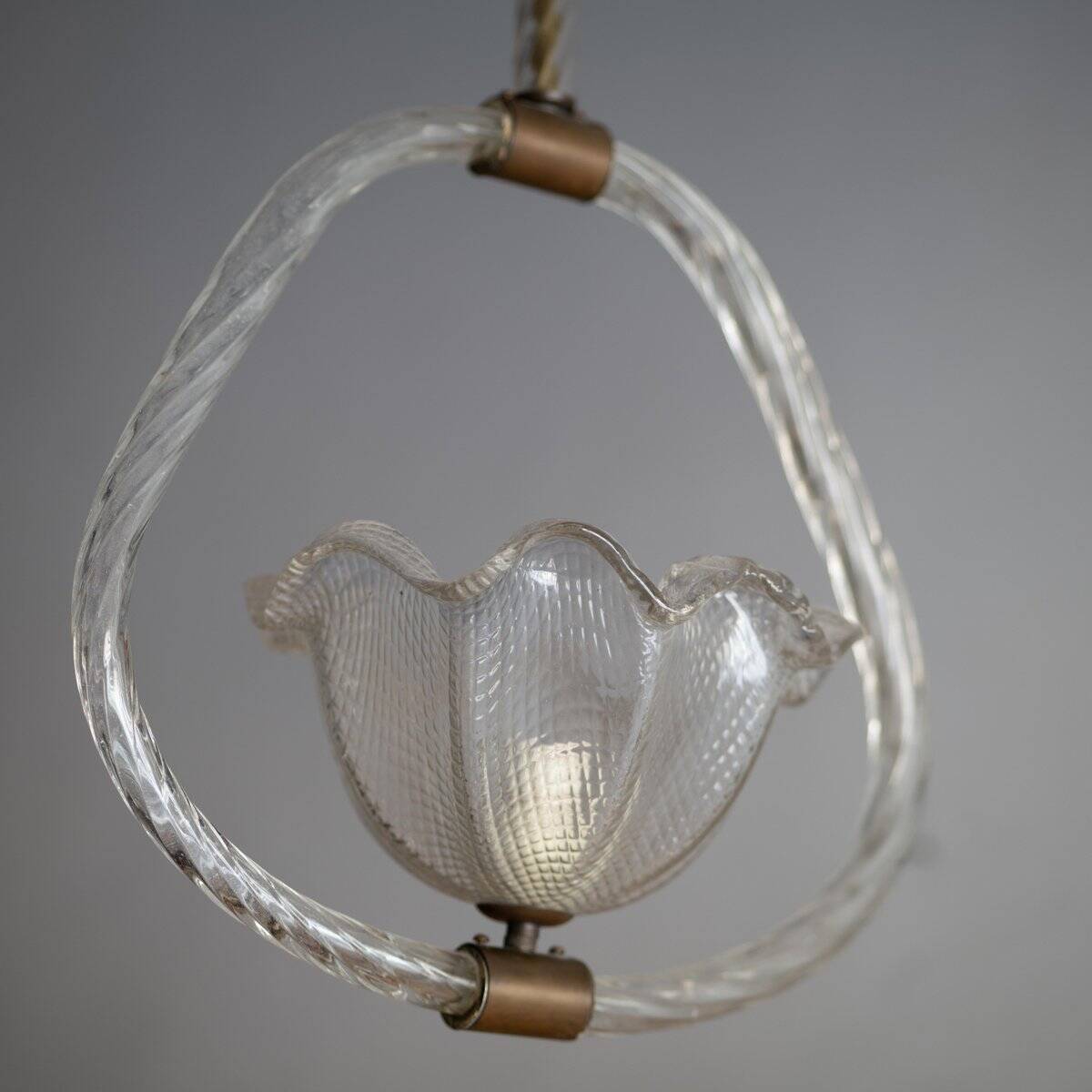 Vintage pendant lamp in Murano glass by Barovier & Toso, 1940s.