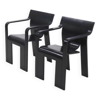 Set of 2 Strip Dining Chairs by Gijs Bakker for Castelijn 1970s