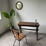 Solid walnut desk, folk art, Savoy, circa 1900