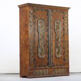 Armoire de mariée peinte d'art populaire