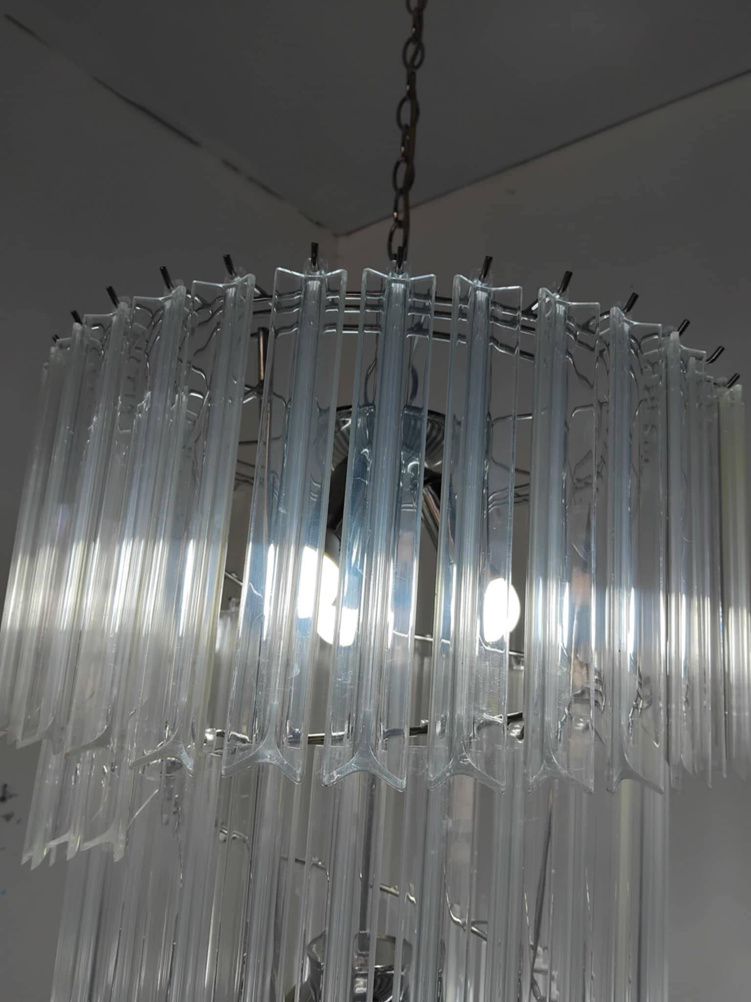 Large spiral chandelier with acrylic crystal trihedrons