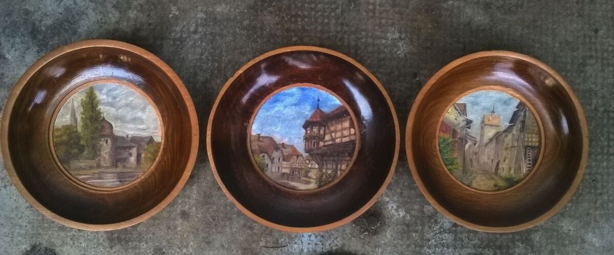 three miniature paintings