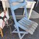 Vintage blue garden chair, wooden and folding