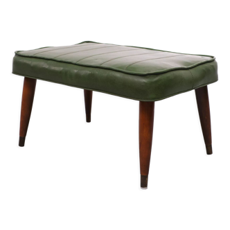 Green faux Leather ottoman 1950s England