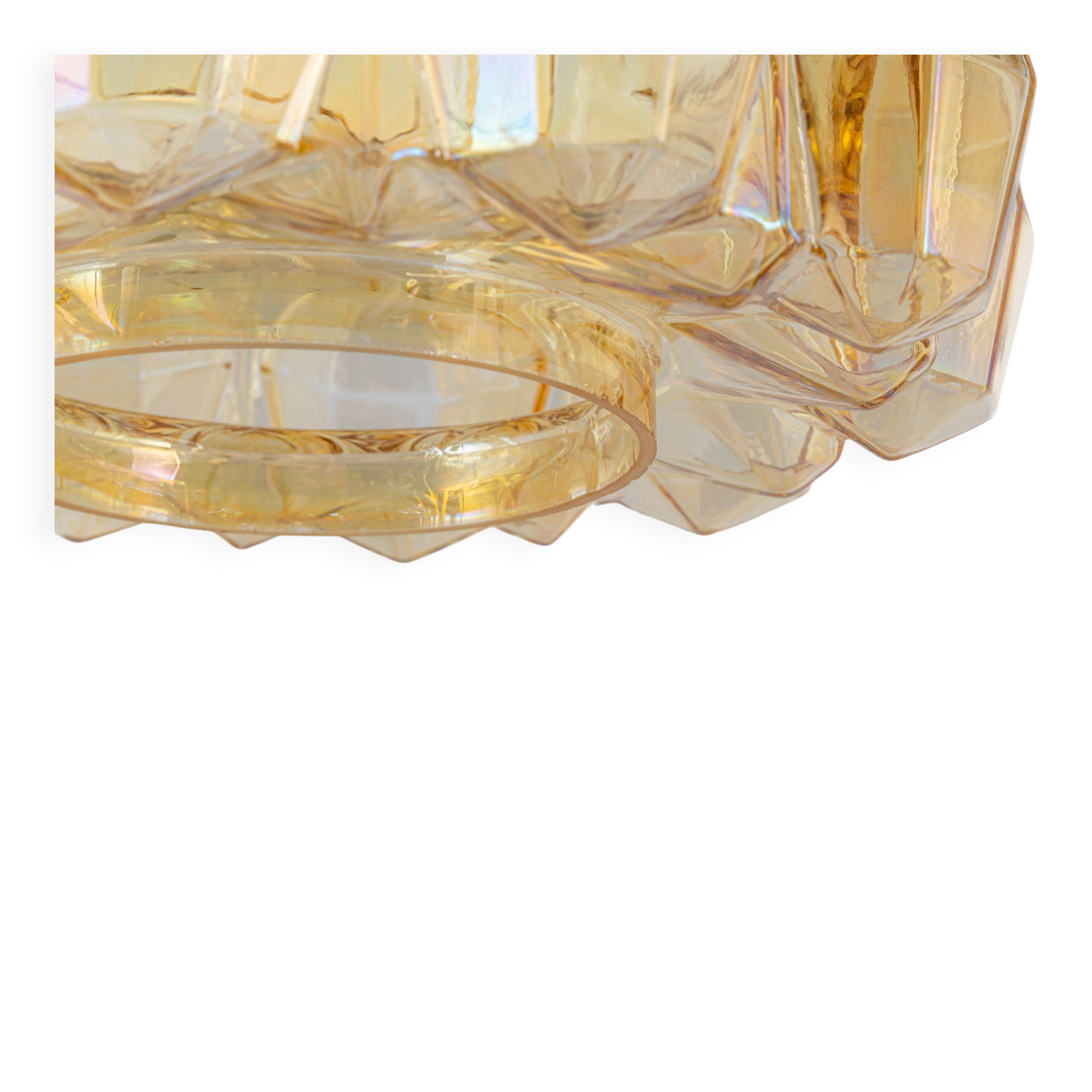 Large amber glass pendant by Limburg, Germany, 1970s.