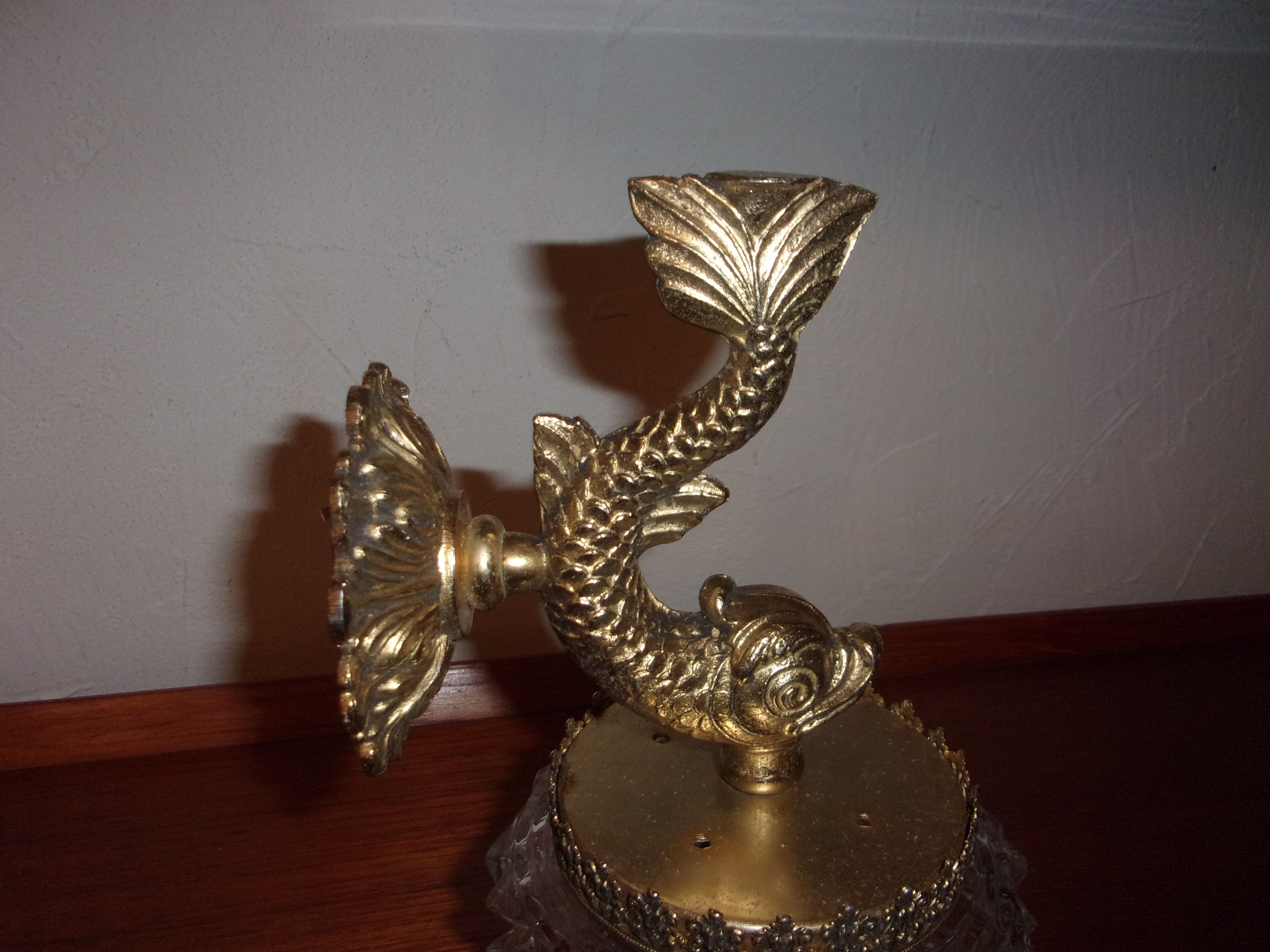 Wall lamp ingsened brass glass fish 1950/1960