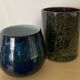 Duo de cache-pot vintage en pâte de verre bullée