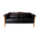 Two seater sofa upholstered with black leather and of danish design