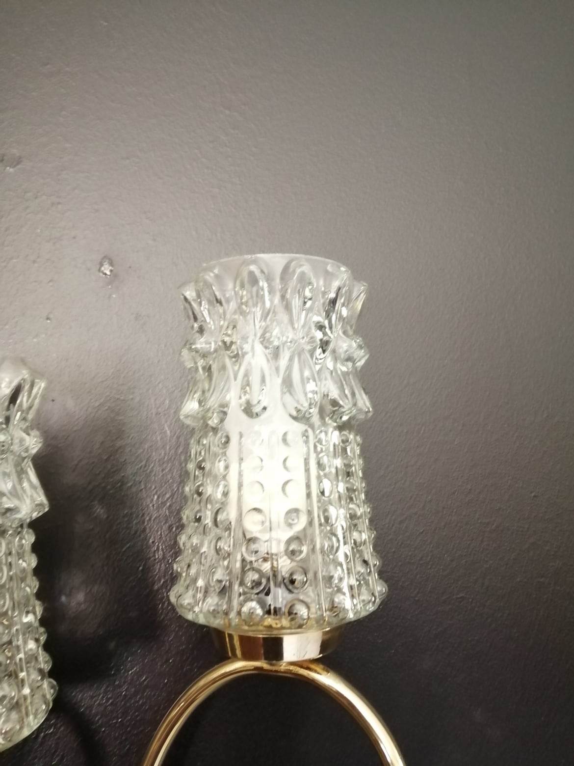 Pair of 50s wall lamps in gold gilded metal