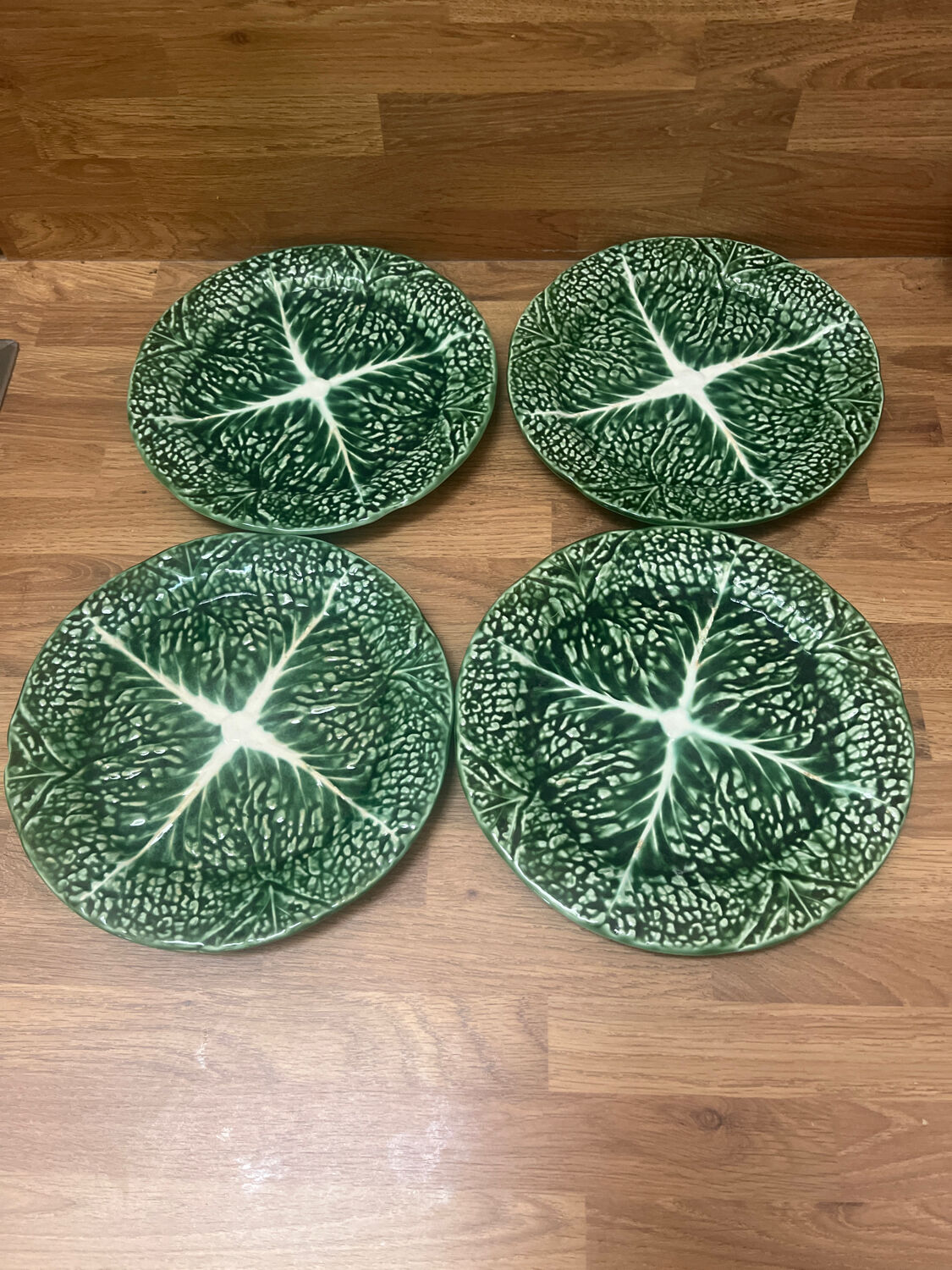 Vintage cabbage barbotine plates