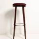 Bordeaux mid-century bar stool in velvet New Waves by Dedar, Europe, 1960s