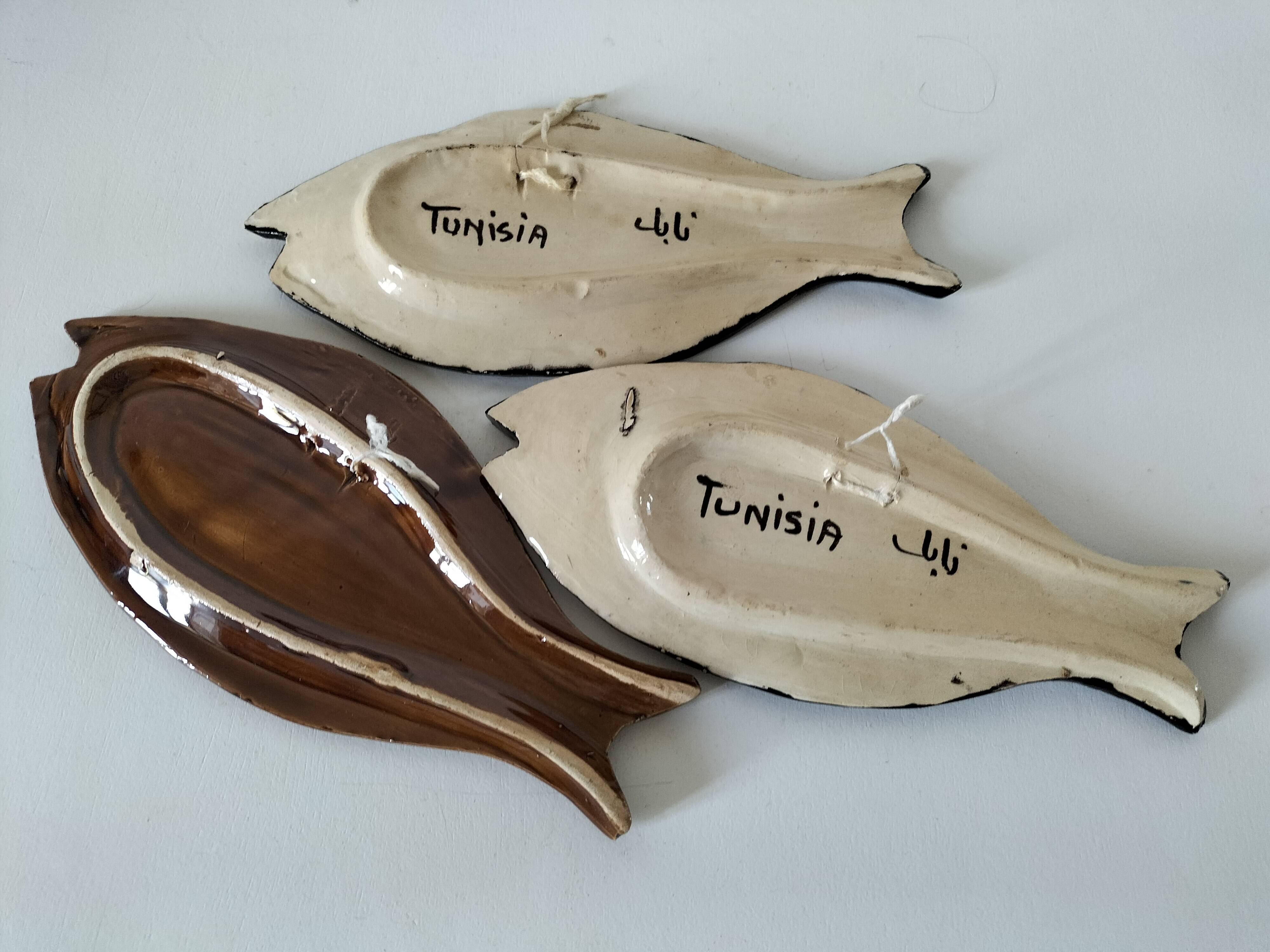 Trio of handcrafted ceramics from Nabeul (Tunisia)