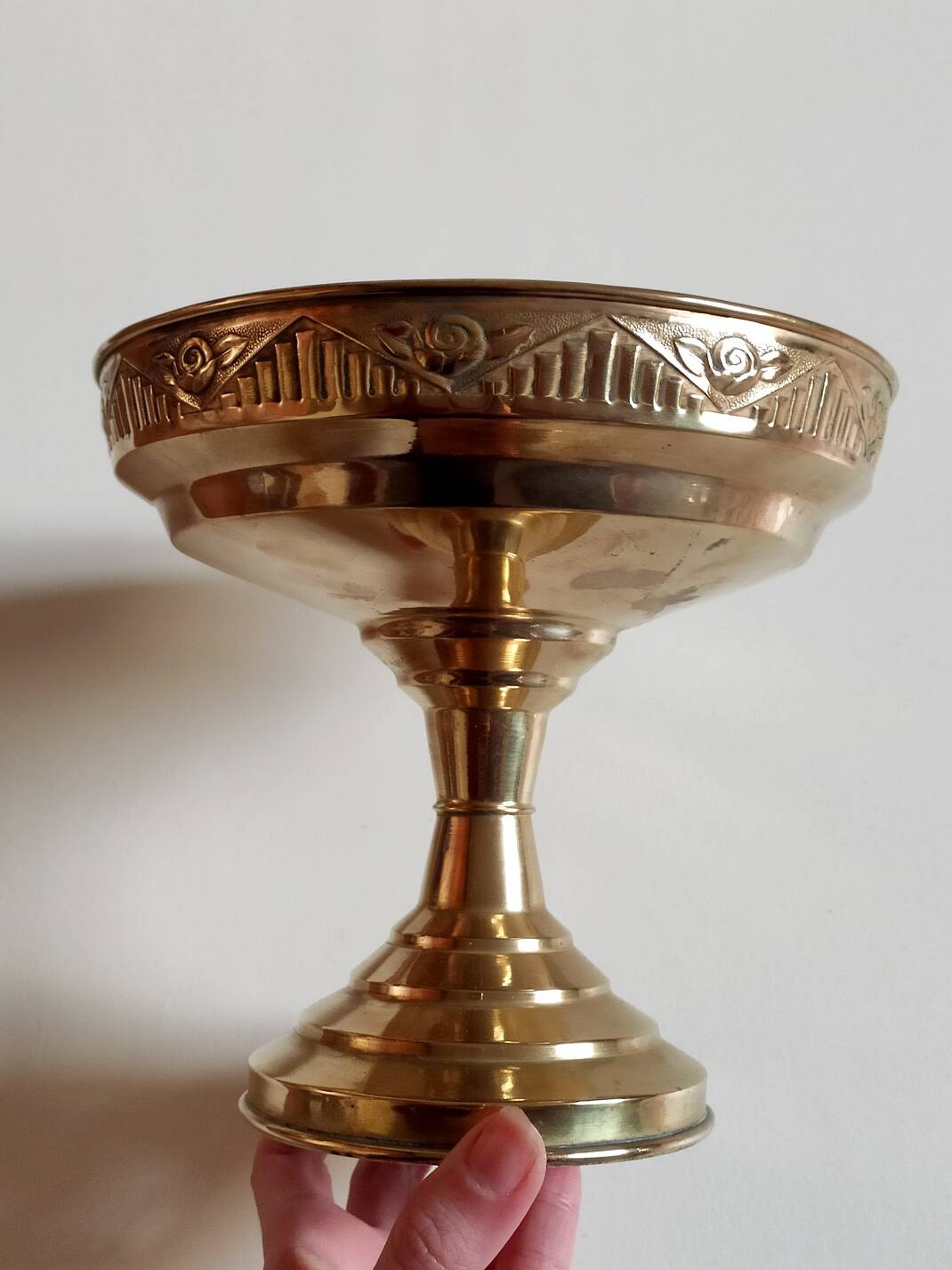 Art deco brass fruit bowl