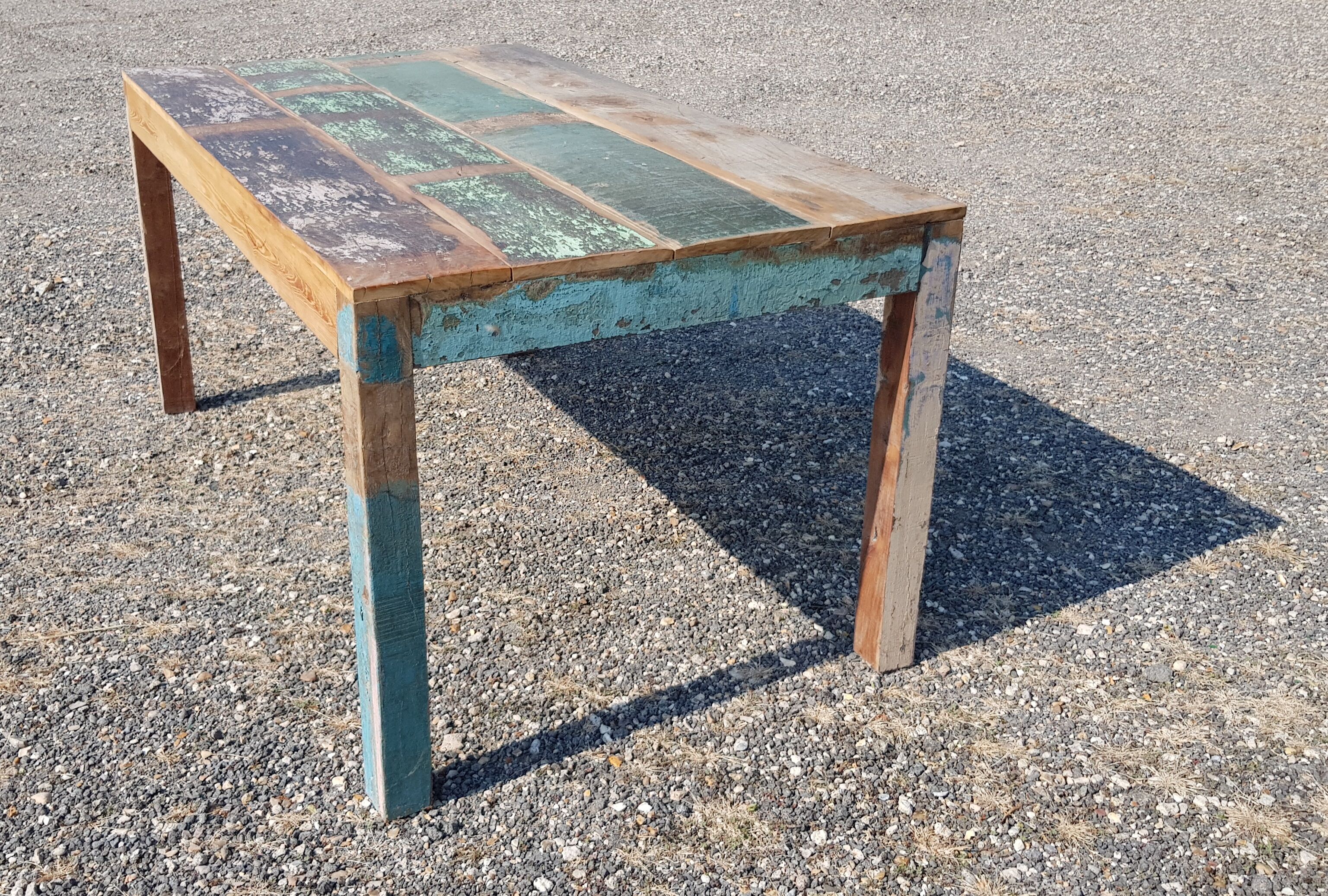 Table à manger rectangulaire en teck polychrome