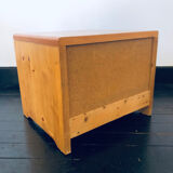 Bedside table assigned to Charlotte Perriand for Les Arcs, in pine, circa 1960.